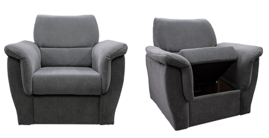 Retro fotel z szerokimi bokami ze schowkiem FERDYNAND 1