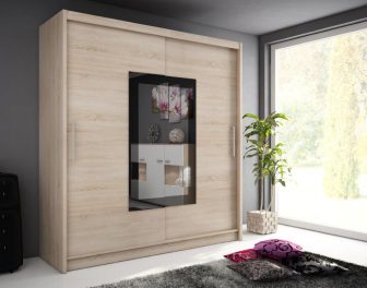 Nowoczesna szafa 200 cm z lustrem przesuwna WIX 2/200 - wybór kolorów BIEL/SONOMA/GRAFIT