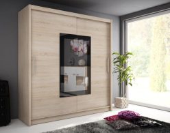 Szafy 180 cm przesuwne z lustrem WIX 2/180 kolory BIEL/SONOMA/GRAFIT