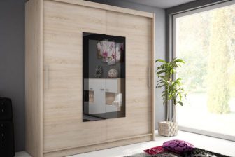 Szafy 180 cm przesuwne z lustrem WIX 2/180 kolory BIEL/SONOMA/GRAFIT