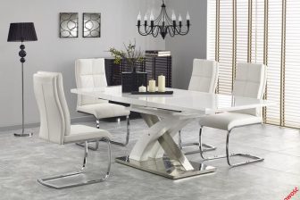Nowoczesny stół rozkładany do salonu biały połysk 10 osobowy