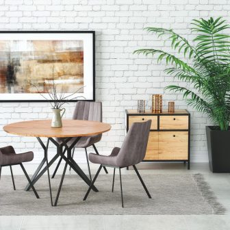 Stół loftowy okrągły z metalowymi nogami