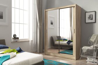 Szafa z dużymi lustrami przesuwna 130 cm GAJA 130/2L – biała lub grafitowa