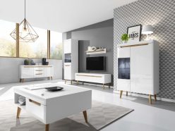 Biała meblościanka skandynawska do salonu NORI