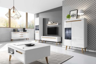 Biała meblościanka skandynawska do salonu NORI