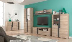 Dąb sonoma meblościanka z komodą i RTV MARKO