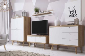 Pojemne meblościanki skandynawskie z komodą PRIMAVERA 2