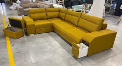 Narożnik sztruksowy duży z dużą powierzchnią spania HOME 42