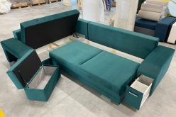 Narożnik sztruksowy duży z dużą powierzchnią spania HOME 32