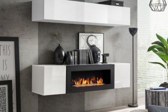 Komoda z biokominkiem meblościanka wisząca SKY N1