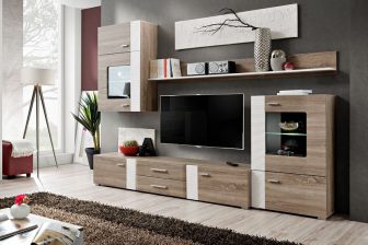 Meblościanka dąb sonoma biały - c ryflowany ALPA