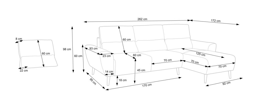 Narożnik z funkcją spania LORDES 3