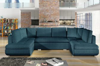 Szary duży narożnik U z dużą powierzchnią spania