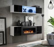 Podświetlana meblościanka komoda z kominkiem lakierowana SKY N3 2