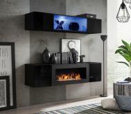 Podświetlana meblościanka komoda z kominkiem lakierowana SKY N3 3