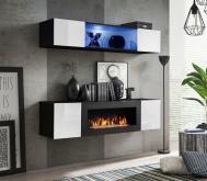 Podświetlana meblościanka komoda z kominkiem lakierowana SKY N3 4