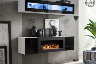 Wisząca komoda z kominkiem różne kolory połysk SKY N2