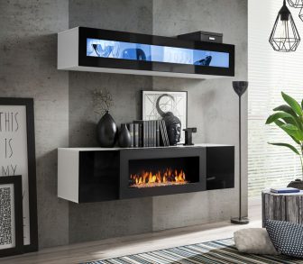 Wisząca komoda z kominkiem różne kolory połysk SKY N2