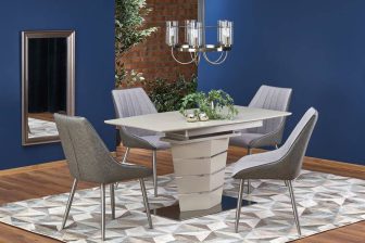 Nowoczesny stół rozkładny biały połysk 8 osobowy