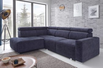 Narożnik L z pięcioma zagłówkami z dużą powierzchnią spania