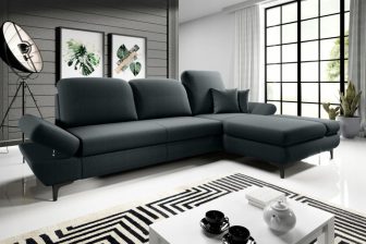 Ciemny narożnik w salonie z funkcją spania