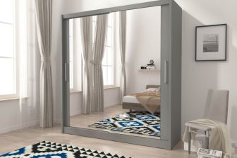 Szafa przesuwna z dużymi lustrami 180 cm GAJA 6/180 grafit albo biała