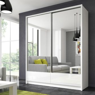 Szafy przesuwne 180 z dwoma lustrami białe połysk lub czarna połysk PAX 180