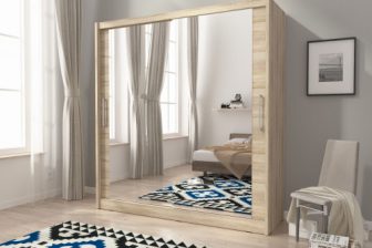 Szafy przesuwne z lustrami 200 cm grafit lub białe GAJA 6/200