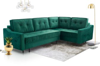 Narożnik butelkowa zieleń z bardzo dużą powierzchnią spania