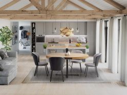 Stół owalny na jednej nodze rozkładany loftowy