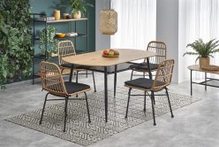 Stół owalny złoty dąb z metalowymi nogami