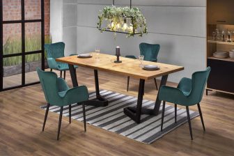 Stół rozkładany z grubym blatem z czarnymi nogami 250 cm