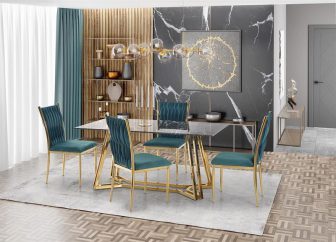 Stół szklany glamour ze złotymi nogami