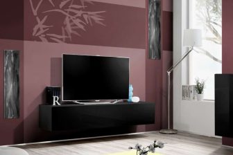 Wisząca szafka RTV czarny połysk 160 cm VOLAR - mamy również inne kolory