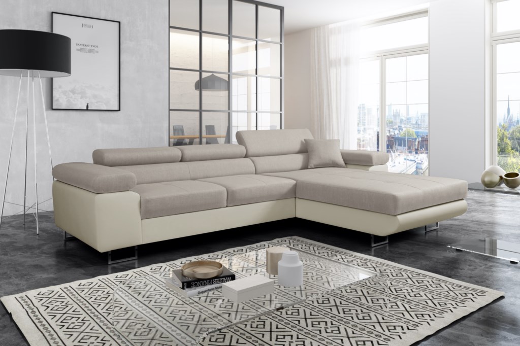 Sofa narożna dwukolorowa