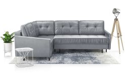 Srebrny narożnik glamour z bardzo dużą powierzchnią spania