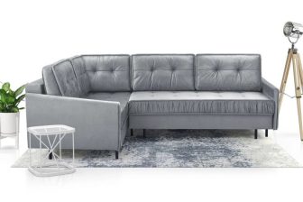 Srebrny narożnik glamour z bardzo dużą powierzchnią spania