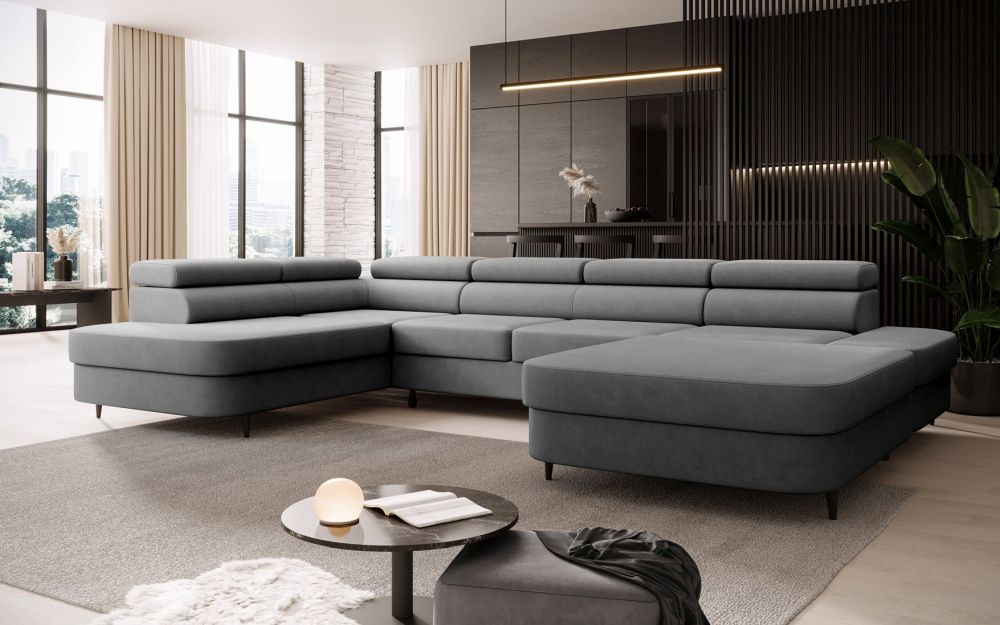 Duża szara kanapa narożna do salonu