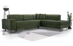 Duży narożnik loft w kształcie L na wysokich nogach do spania codziennego