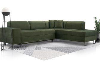 Duży narożnik loft w kształcie L na wysokich nogach do spania codziennego