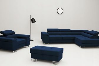 ANowoczesny narożnik z fotelem i z pufą