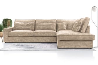 Miękki narożnik jasny w tkaninie zmywalnej