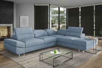 Bardzo duży narożnik bez poduszek z zagłówkami