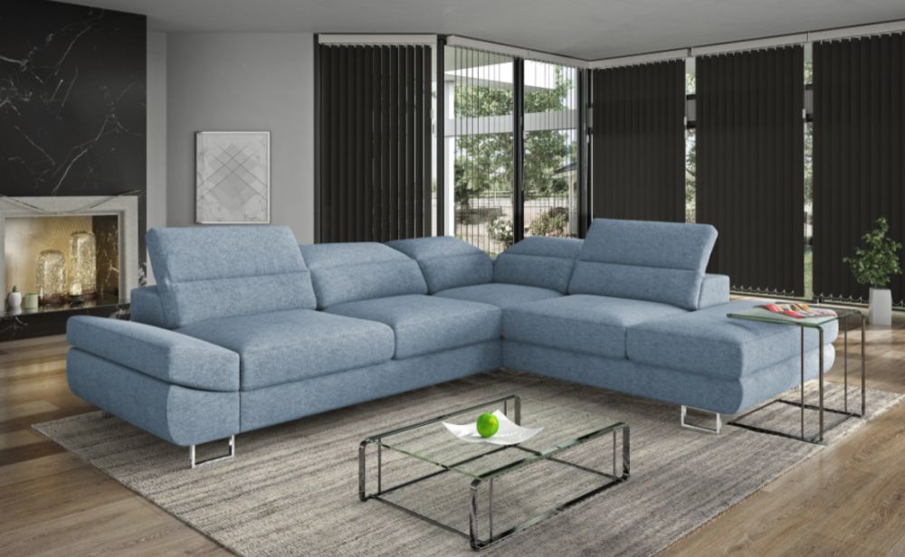 Bardzo duży narożnik bez poduszek z zagłówkami