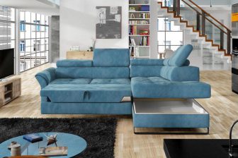 Narożnik rozkładany z pojemnikiem na pościel