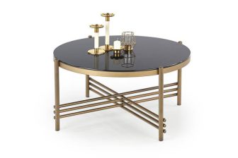 Okrągła ława złota czarna szklana ISMENA