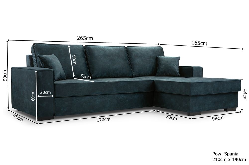 Narożnik musztardowy z funkcją spania LUPO 16