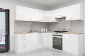 Narożna kuchnia biały połysk