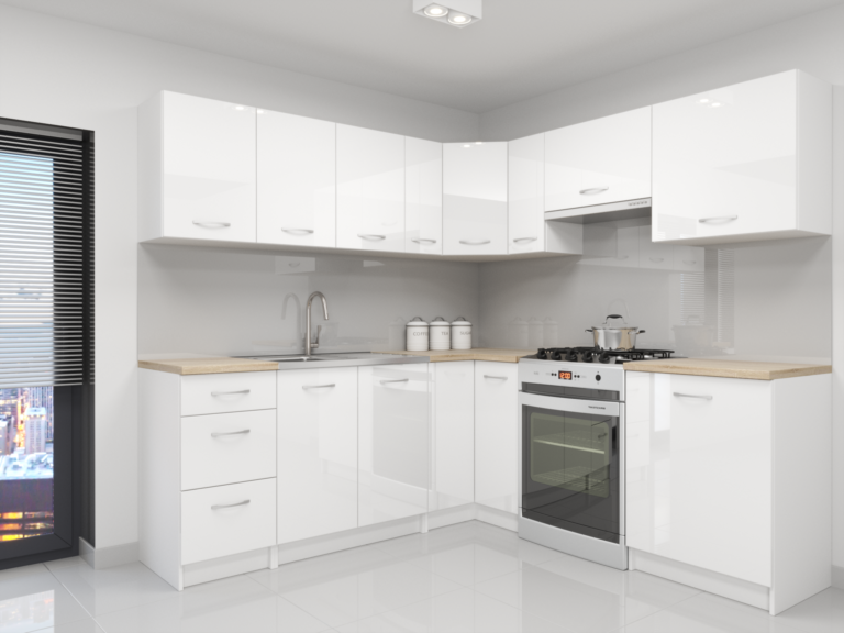 Narożna kuchnia biały połysk