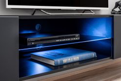 Czarna meblościanka z kominkiem lub antracyt biokominek wiszący FIRE 3